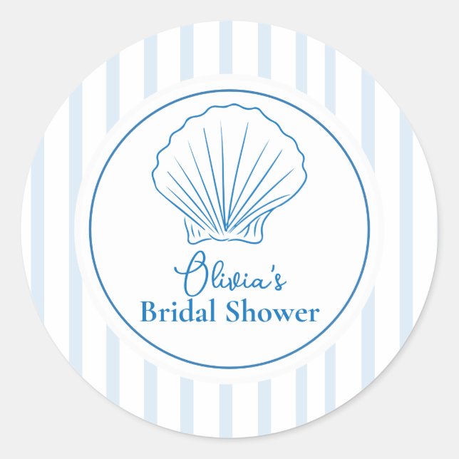Sticker Rond Douce Mariée Coquillage Bleu (Devant)