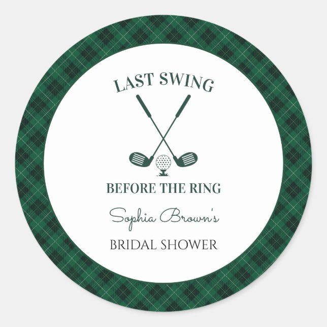 Sticker Rond Douce Mariée Golf Vichy Vert (Devant)