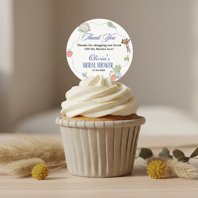 Sticker Rond Douce Mariée tout droit sortie du Marché (Fresh Off the Market Bridal Shower Whimsical Drawn Classic Round Sticker ideas label topper )