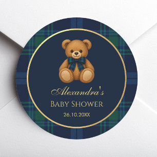Sticker Rond Douce Ourson Prêt-à-porter Bain Bébé Garçon Tartan