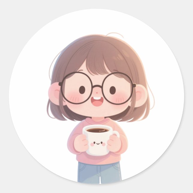 Sticker Rond 👧 douce petite fille (Devant)