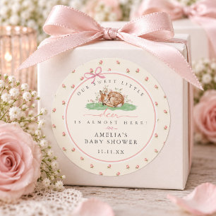 Sticker Rond Douce petite rosebud de cerf Baby Shower