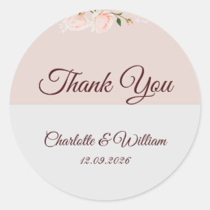 Sticker Rond Douce pourpre et gris avec fleur