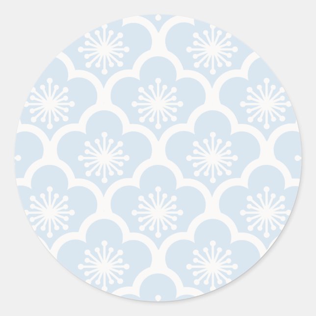 Sticker Rond Douce Sakura Neutre - Bleu Poudre (Devant)