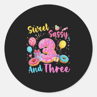 Sticker Rond Douce sassy et trois 3ème anniversaire doux donut