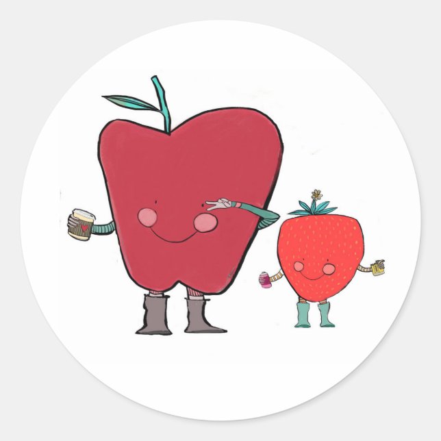 Sticker Rond Douce, simple et pleine de personnalité 🍎🍓 (Devant)