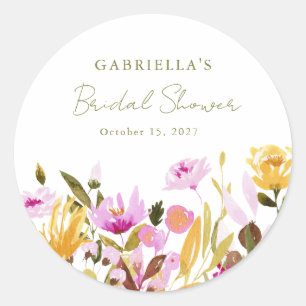 Sticker Rond Douce soirée de mariage fleurie à l'aquarelle rose