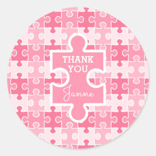 Sticker Rond Douce teinte de puzzles roses