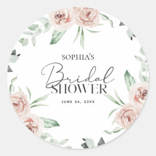 Sticker Rond Douce Touche Rose Florale Eucalyptus pour une Baby