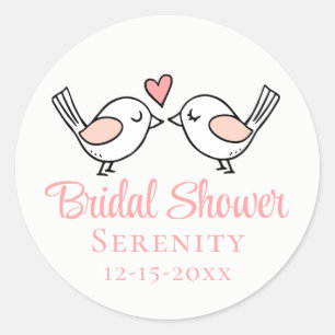 Sticker Rond Douces Colombes de l'Amour Lavis Rose Enterrement