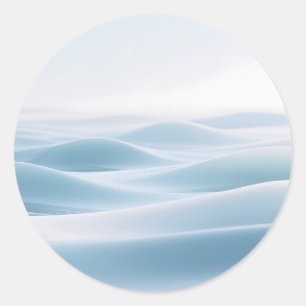 Sticker Rond Douces Dunes Bleues enneigées Sérénité d'Hiver