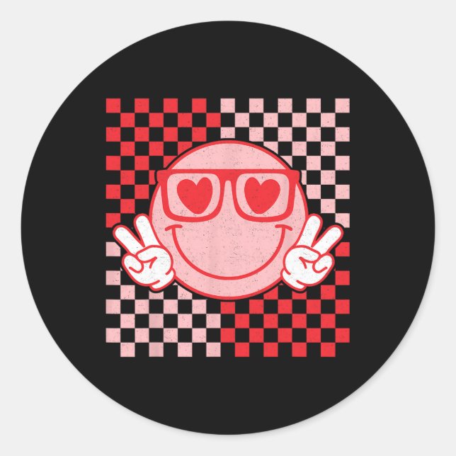 Sticker Rond Douces Vibrations de la Saint-Valentin Sourire Vis (Devant)
