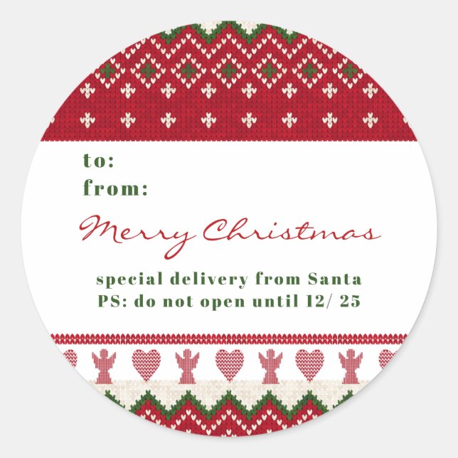 Sticker Rond Douceur moche serré Angels de Hygge Coeurs Noël (Devant)