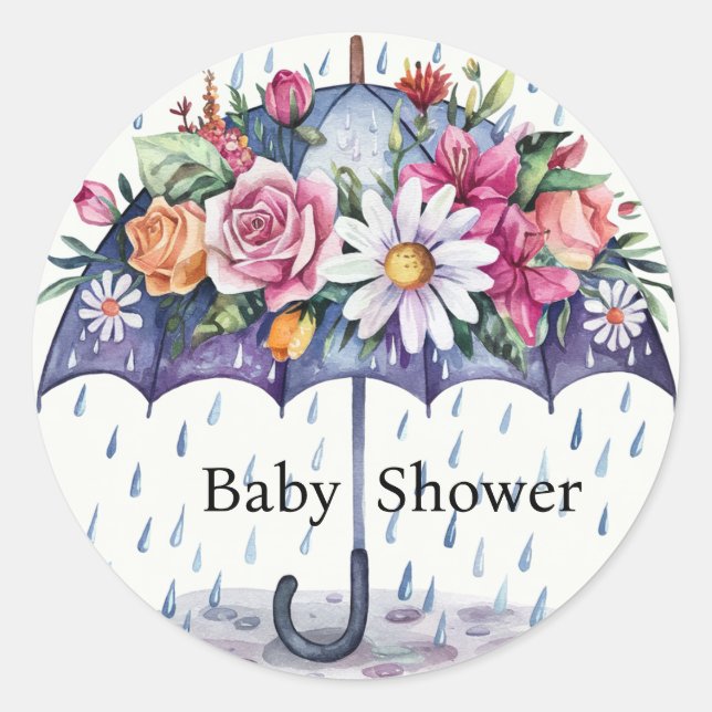 Sticker Rond Douche avec Baby shower Fleurs (Devant)