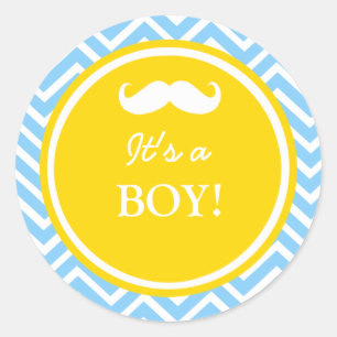 Sticker Rond Douche de bébé de chevron de moustache