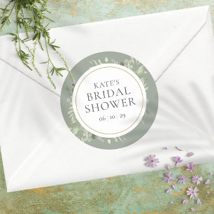 Sticker Rond Douche de Mariage Feuilles Tendres de Printemps Ar