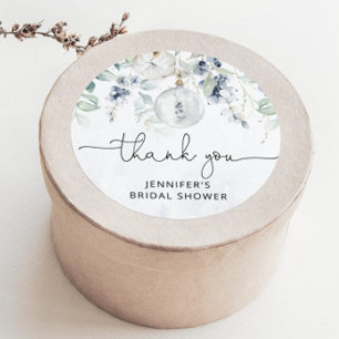Sticker Rond Douche d'hiver pour mariée eucalyptus