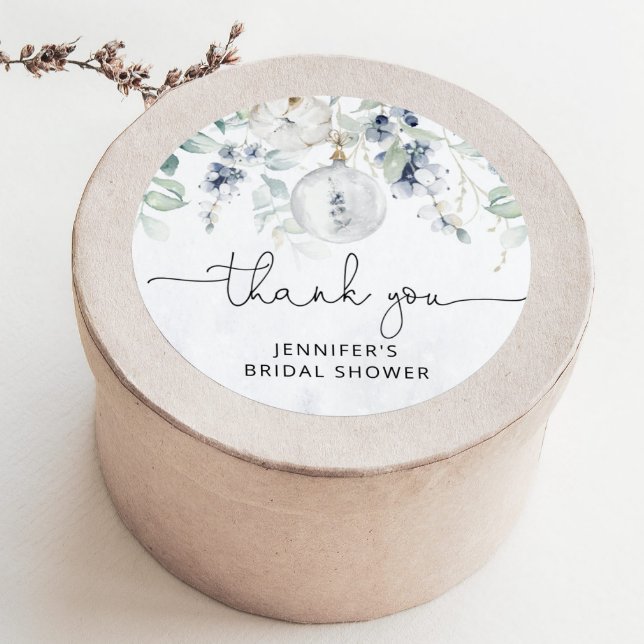 Sticker Rond Douche d'hiver pour mariée eucalyptus (Créateur téléchargé)