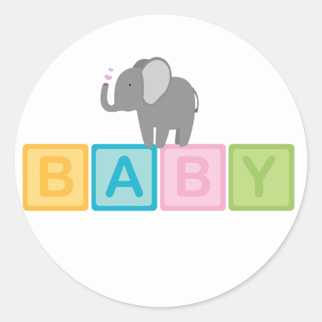 Sticker Rond Douche éléphant bébé (Devant)