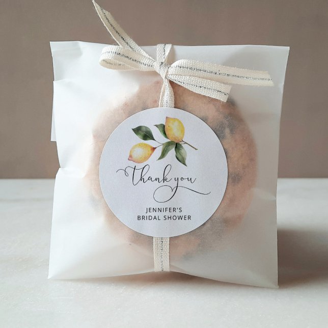 Sticker Rond Douche nuptiale au citron d'aquarelle privilégie (Créateur téléchargé)