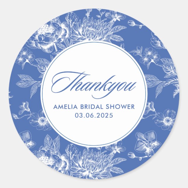 Sticker Rond Douche nuptiale bleu (Devant)