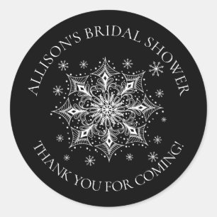 Sticker Rond Douche nuptiale hivernale de flocon de neige