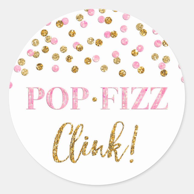 Sticker Rond Douche nuptiale Pop Fizz Clink Pop Confetti Or Ros (Devant)