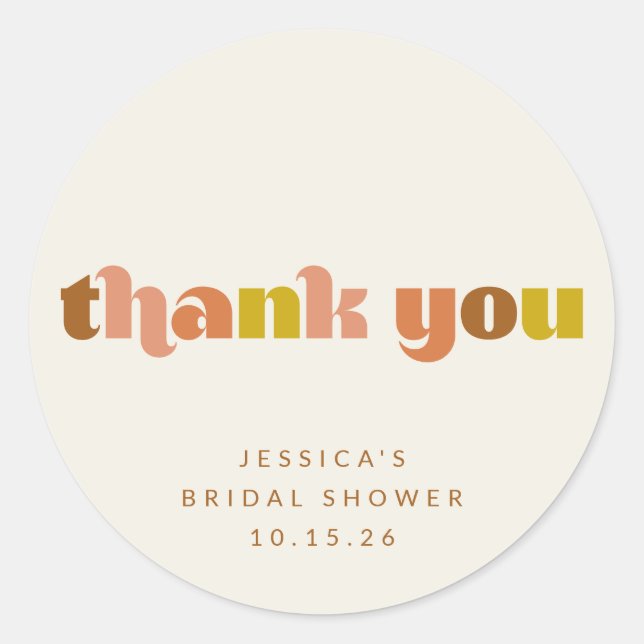 Sticker Rond Douche personnalisée Groovy Terracotta Peach Retro (Devant)