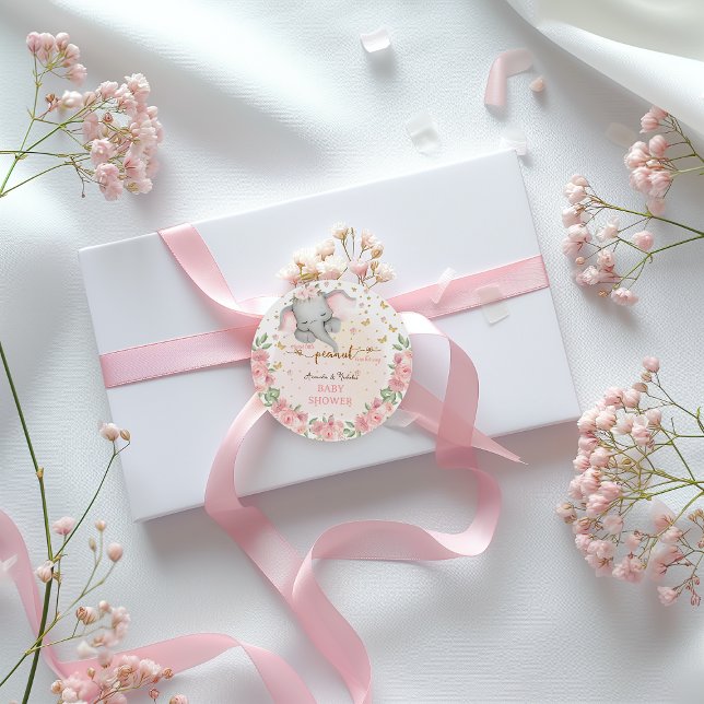 Sticker Rond Douche pour bébé rose floral (Créateur téléchargé)