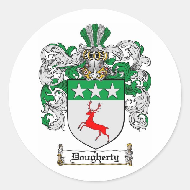STICKER ROND DOUGHERTY FAMILLE CREST - DOUGHERTY COAT OF ARMS (Devant)