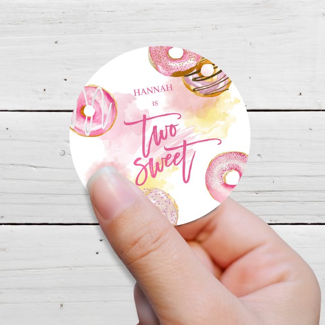 Sticker Rond Doughnut rose deux doux 2e anniversaire (Créateur téléchargé)
