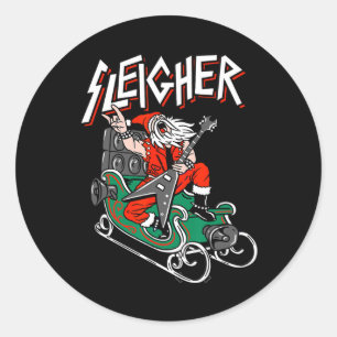 Sticker Rond Douille de Noël moche Dormir Lourd Metal Père Noël