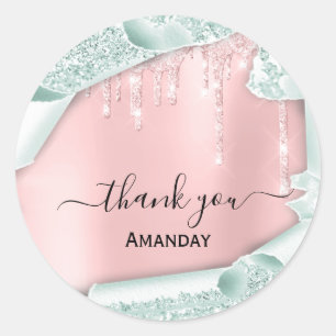 Sticker Rond Douille nuptiale Parties scintillant rose16e menti