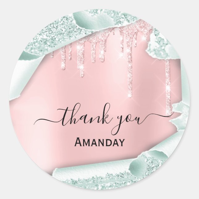 Sticker Rond Douille nuptiale Parties scintillant rose16e menti (Devant)