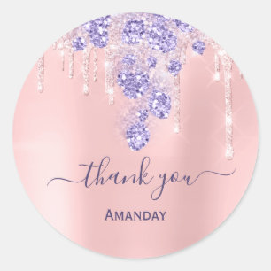 Sticker Rond Douille nuptiale Parties scintillant rose16e Merci