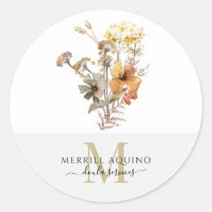Sticker Rond Doula Services Monogramme Aquarelle Florale