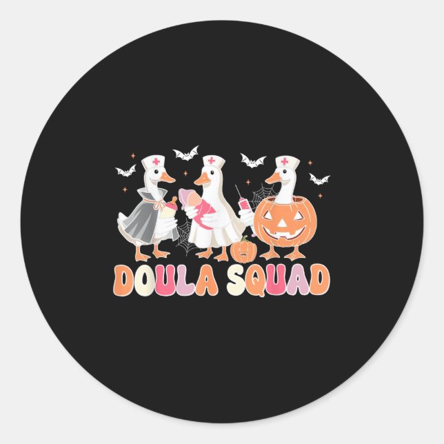 Sticker Rond Doula Squad Goose Éffrayant Halloween Lactation Co (Devant)