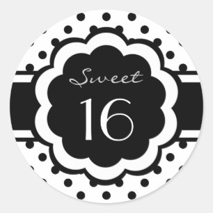 Sticker Rond Doux 16 points Polka Noir