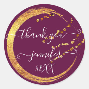 Sticker Rond Doux 16e Remerciement Date Mariage Baie Or Miel