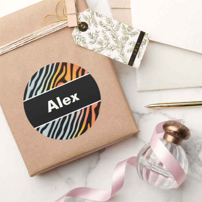 Sticker Rond Doux coloré Pastel Zebra Stripes (Cadeaux)