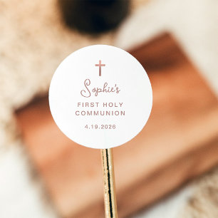 Sticker Rond Doux et simple   Rose Gold Première Communion sain