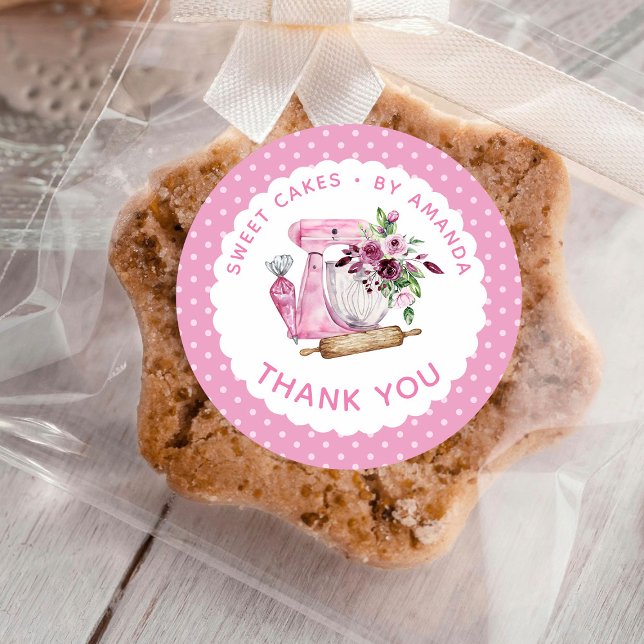 Sticker Rond Doux gâteaux rose Merci (Créateur téléchargé)
