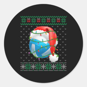 Sticker Rond Doux moche Noël Pyjama Volleyball Jalon de Noël
