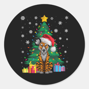 Sticker Rond Doux moche Xmas Tree éclaire le chien sauvage afri
