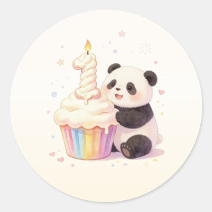 Sticker Rond Doux Panda Pastel Bébé 1er Anniversaire