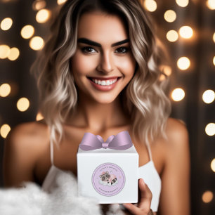 Sticker Rond Doux Raccoon animal fille Baby shower Merci