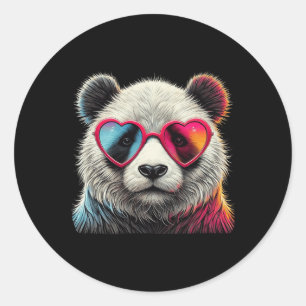 Sticker Rond Doux Saint-Valentin Panda Coeur Solitaires Garçons