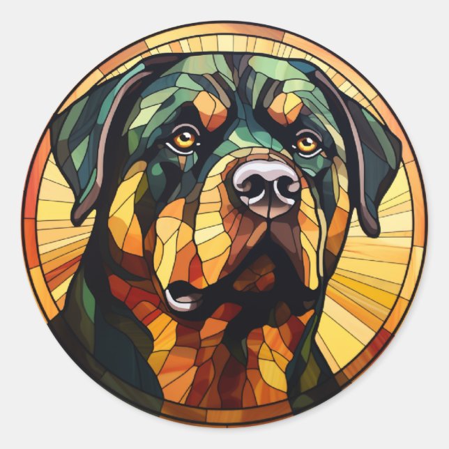 Sticker Rond Doux tournevis en verre chien Rottweiler (Devant)