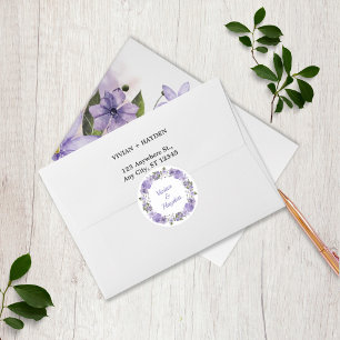 Sticker rond doux violet Mariage classique