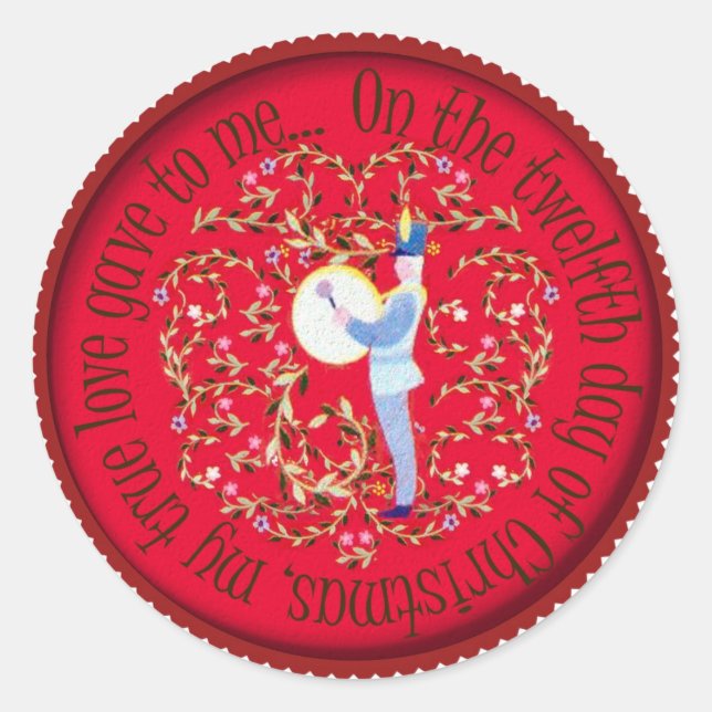 Sticker Rond Douze batteurs qui tambourinent (Devant)